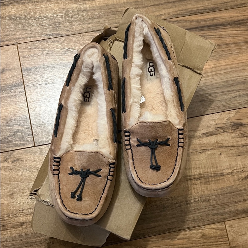 UGG Women’s Brown Loafers with Black Accents